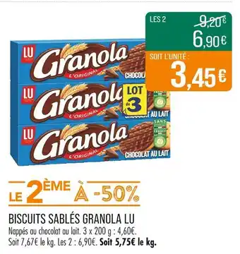 Match LU Granola Biscuits Sablés Chocolat au Lait offre