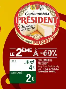 Match PRESIDENT Coulommiers Savoureux & Crémeux offre