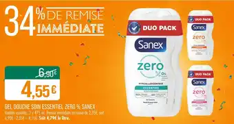 Match Sanex Gel douche soin essentiel zéro % offre