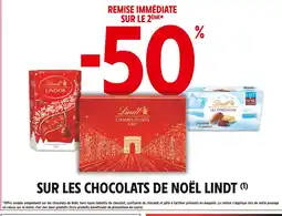 Intermarché LINDT -50% remise immédiate sur le 2ème sur les Chocolats de Noël LINDT offre