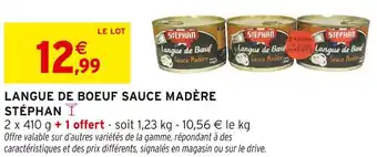 Intermarché STÉPHAN Langue de Boeuf Sauce Madère offre