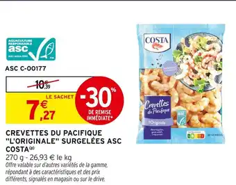 Intermarché Costa Crevettes du Pacifique L'Originale surgelées ASC offre