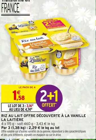 Intermarché Nestlé Riz au lait Offre découverte à la Vanille offre