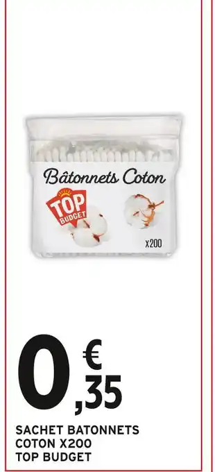 Intermarché TOP BUDGET Sachet batonnets coton x200 offre