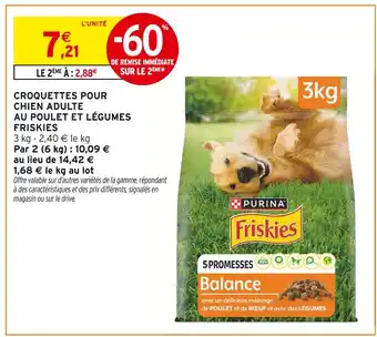 Intermarché FRISKIES Croquettes pour chien adulte au poulet et légumes offre