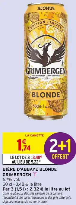 Intermarché GRIMBERGEN Bière d'Abbaye Blonde offre