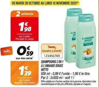 Netto NETTO Shampooing 2 en 1 à l'Amande Douce offre