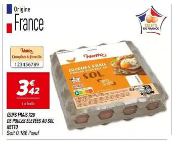 Netto NETTO Oeufs frais x20 de poules élevées au sol offre