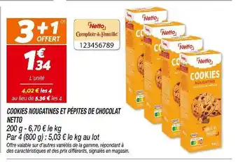 Netto Netto Cookies Nougatine et Pépites de Chocolat offre