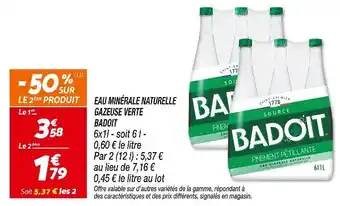 Netto BADOIT Eau minérale naturelle gazeuse verte offre