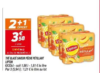 Netto LIPTON Thé glacé saveur pêche pétillant offre