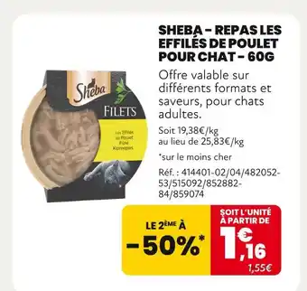 Animalis Sheba Repas Les Effilés de Poulet pour Chat - 60 g offre