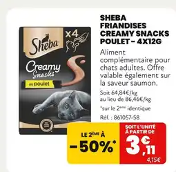 Animalis SHEBA Friandises creamy snacks poulet - 4x12g offre