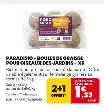 Animalis Paradisio Boules de graisse pour oiseaux des jardins - X6 offre