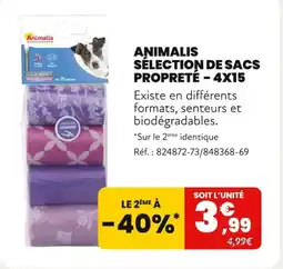 Animalis Animalis Sélection de sacs propreté - 4x15 offre