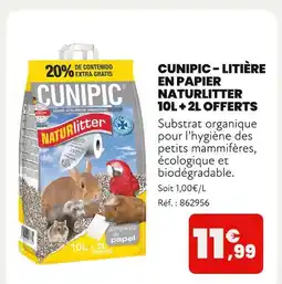 Animalis CUNIPIC Litière en papier Naturlitter 10L + 2L offerts offre
