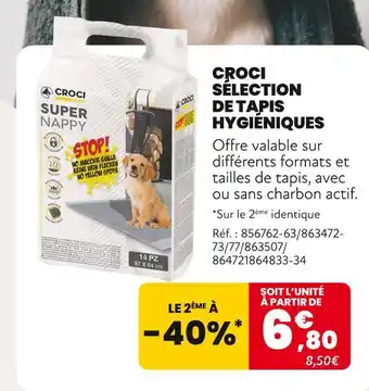 Animalis Croci Sélection de tapis hygiéniques offre