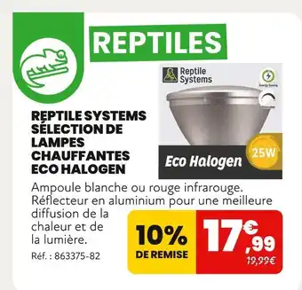 Animalis Reptile Systems Sélection de lampes chauffantes Eco Halogen offre