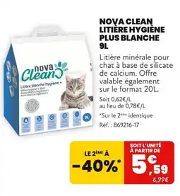 Animalis NOVA CLEAN Litière Hygiène Plus Blanche 9L offre