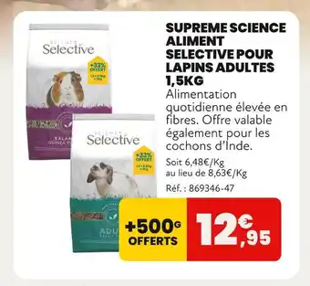 Animalis SUPREME SCIENCE Aliment Selective pour lapins adultes 1,5KG offre