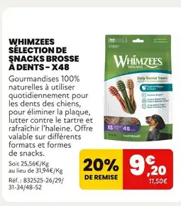 Animalis Whimzees Sélection de snacks brosse à dents - X48 offre