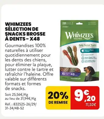 Animalis Whimzees Sélection de snacks brosse à dents - X48 offre
