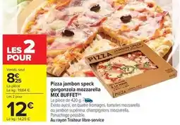 Carrefour Drive Mix - pizza jambon speck gorgonzola mozzarena offre