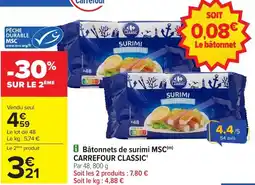 Carrefour Market Bâtonnets de surimi msc carrefour classic offre