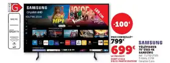 Hyper U SAMSUNG Téléviseur 75" uhd 4k offre