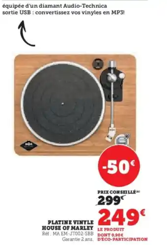 Hyper U Platine vinyle house of marley offre
