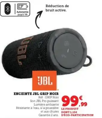 Hyper U JBL Enceinte grip noir offre