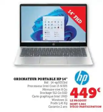 Hyper U HP Ordinateur portable 14" offre
