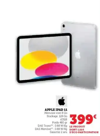 Hyper U APPLE ipad 11 offre