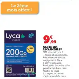 Hyper U Carte sim lycamobile offre