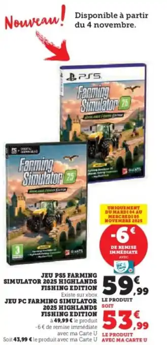 Hyper U Jeu ps5 farming simulator 2025 highlands fishing edition jeu pc farming simulator le produit 2025 highlands fishing edition offre