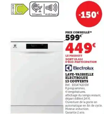 Hyper U ELECTROLUX Lave-vaisselle 13 couverts offre