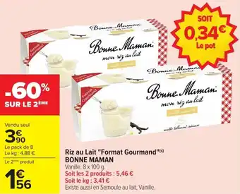 Carrefour Market Riz au lait format gourmand bonne maman offre