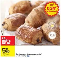 Carrefour Market 8 croissants et 8 pains aux chocolat offre