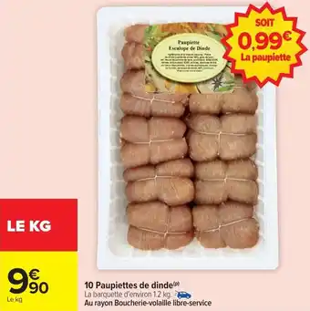 Carrefour Market 10 paupiettes de dinde offre