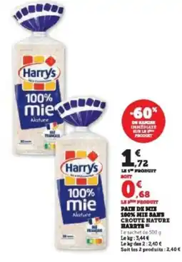 Hyper U HARRYS Pain de mix 100% mix sans croute nature offre