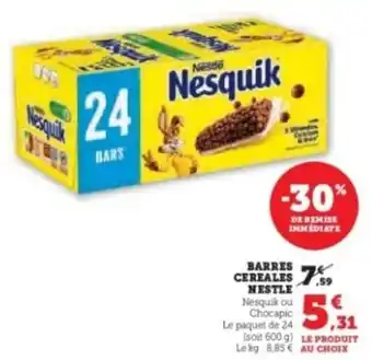 Hyper U NESTLE Barres cereales offre