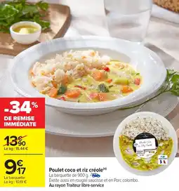 Carrefour Market Poulet coco et riz créole offre