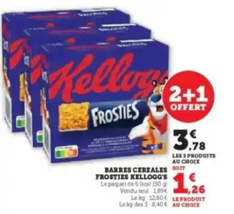Hyper U KELLOGG'S Barres cereales soit frosties offre