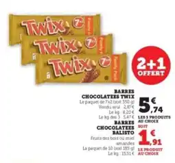 Hyper U TWIX Barres chocolatees offre