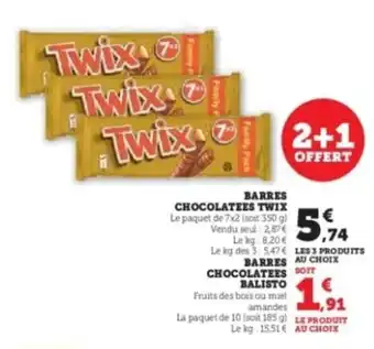 Hyper U TWIX Barres chocolatees offre