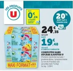 Hyper U U Compotes sans sucres ajoutes offre