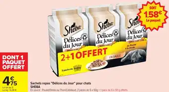 Carrefour Market Sachets repas délices du jour pour chats sheba offre