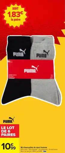 Carrefour Market Mi-chaussettes de sport homme offre