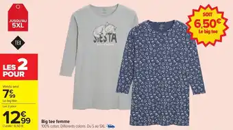 Carrefour Market Big tee femme offre