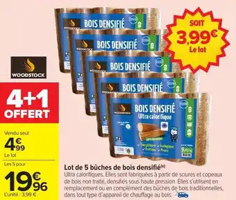 Carrefour Market Lot de 5 bûches de bois densifié offre